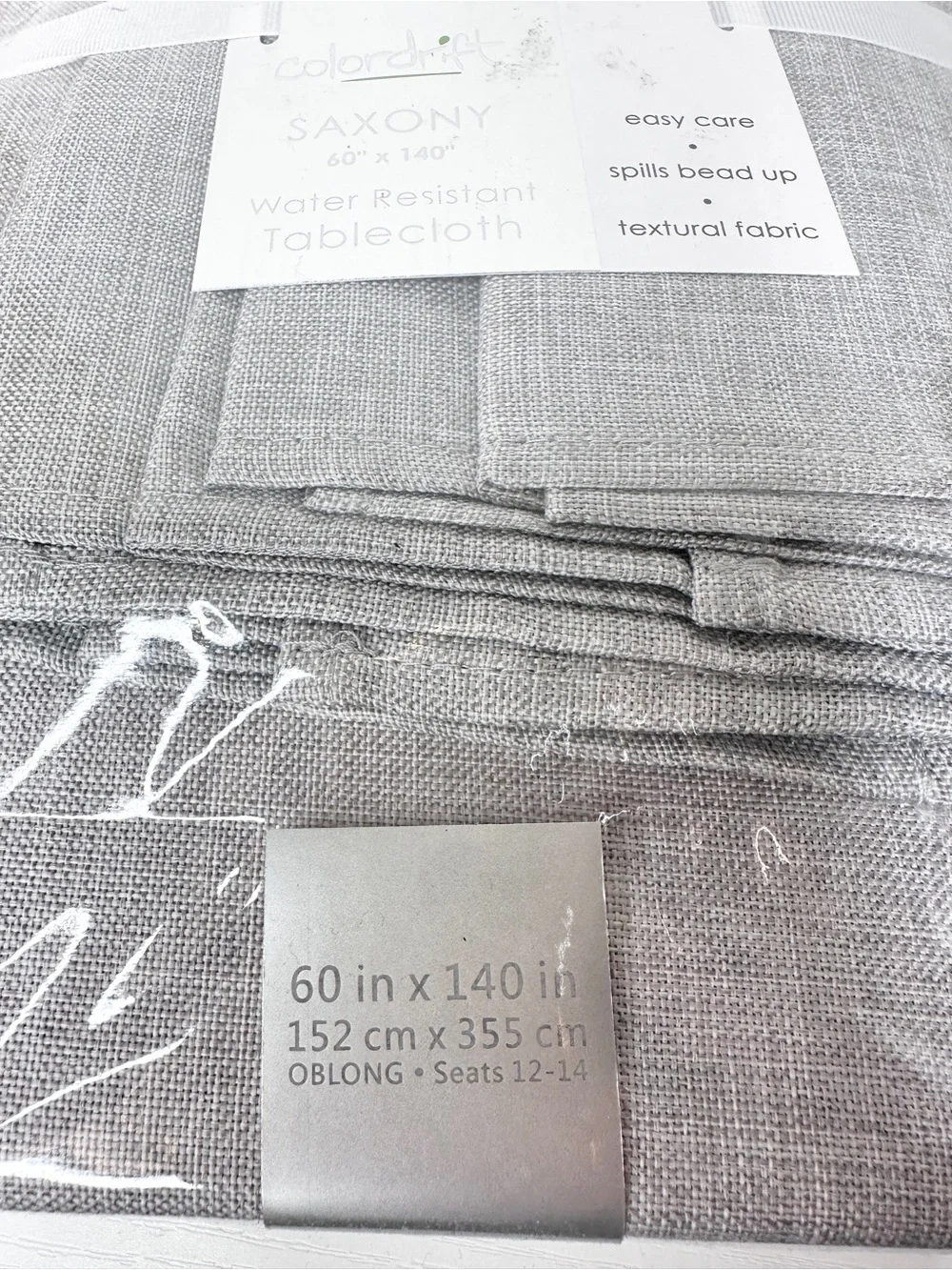 New Colordrift Saxony 60” x 140” Oblong Tablecloth Water Resistant + 12 Napkins